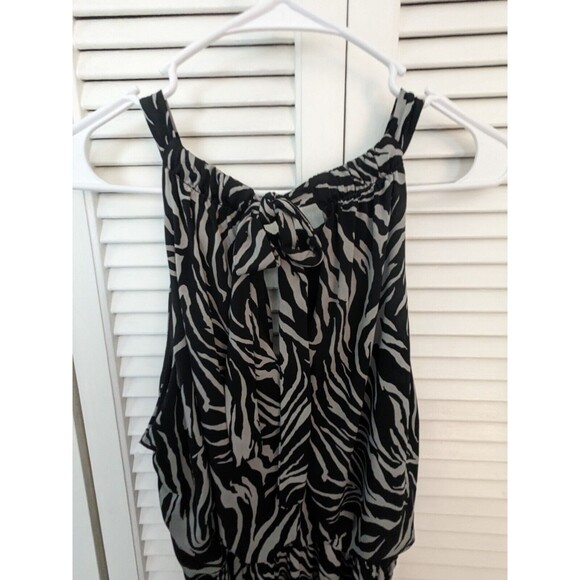 Emma & Michele Jumpsuit Womens M Zebra Print Halter Flared Sleeveless Tie Back - Picture 11 of 13